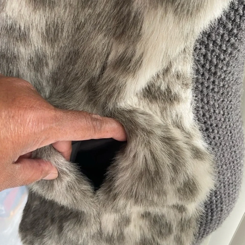 Democracy Faux Fur Animal Print Tunic Length Vest Small EUC